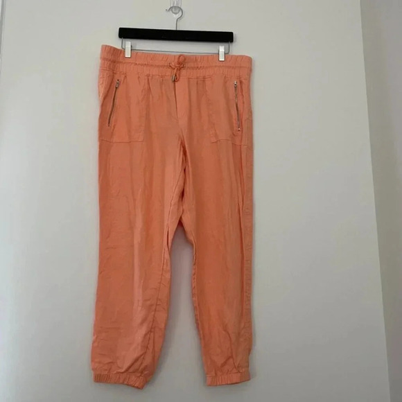 Athleta Cabo Linen Jogger Pants in Orange Size 16 - Picture 1 of 7
